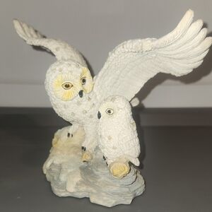 White and Yellow Owl Figurine for Bird Lovers